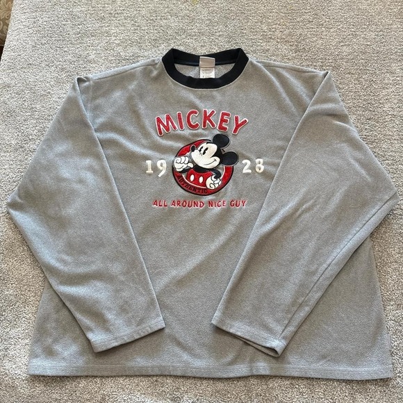 Vintage Mickey Mouse All Around Nice Guy Sweatshirt Large Embroidered Disney - Picture 1 of 5